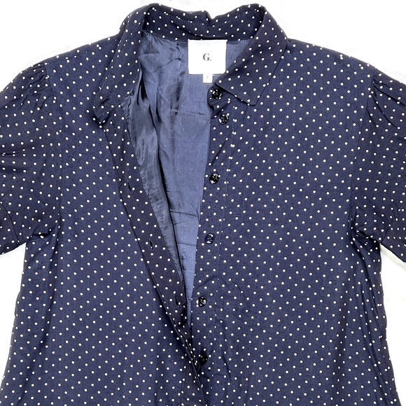 Goop G. Label Denise Mini Polka Dot Navy Shirt Dress Size 2 - Picture 10 of 14